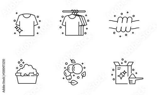 Set of Washing and Laundry Icon Symbol Outline icon, Editable Stroke