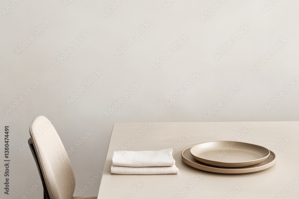 Minimalist dining setup featuring neutral tones and modern desig Minimalist dining setup featuring neutral tones and modern desig