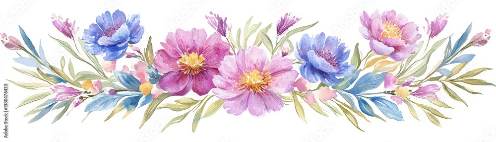 Fototapeta premium Botanical facial mask watercolor painting art studio fine art vibrant colors aesthetic view natural beauty