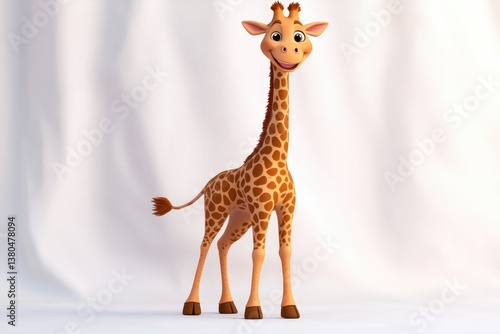 Playful cartoon giraffe with bright colors and friendly expressi