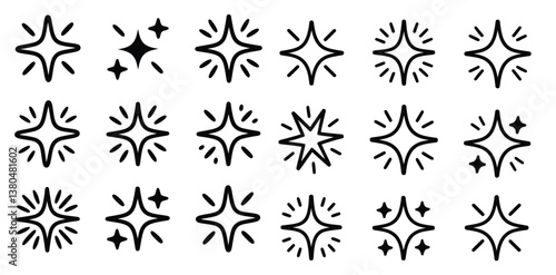 Sparkling Stars: A collection of sparkling star icons in various designs and arrangements, perfect for adding a touch of brilliance and magic to any project. 