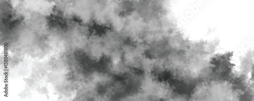 Dark and moody abstract grunge texture with cloudy black and white ink wash patterns

