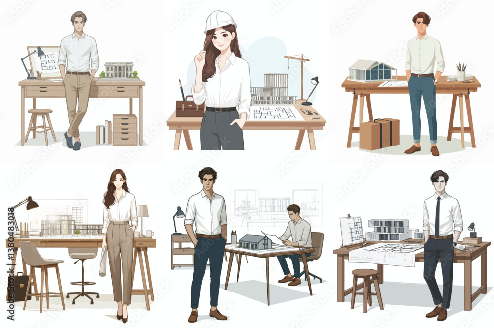 Fototapeta premium an architect stands behind a desk with an elegant style