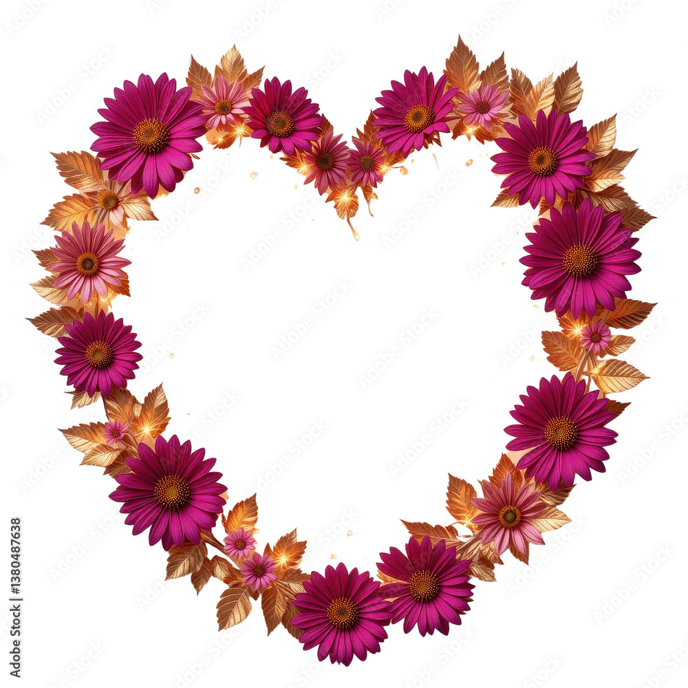 Obraz premium Hot Pink Daisy Heart Frame