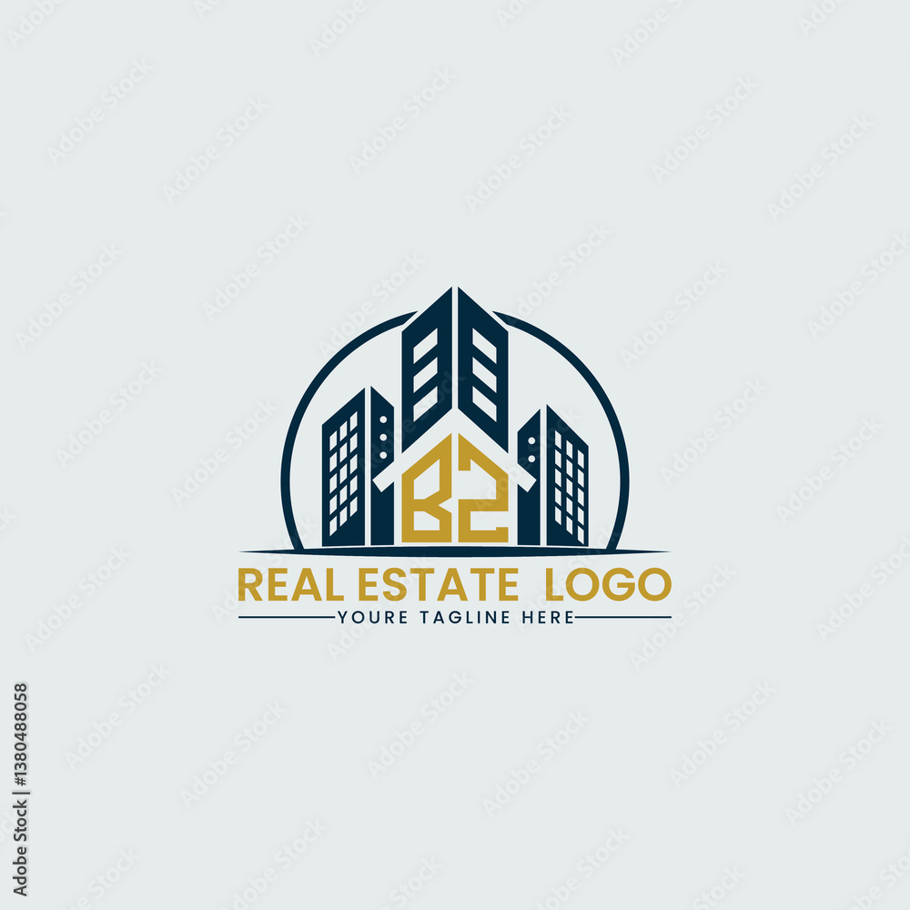 Obraz premium Elegant BZ Real Estate Logo with Urban Skyline