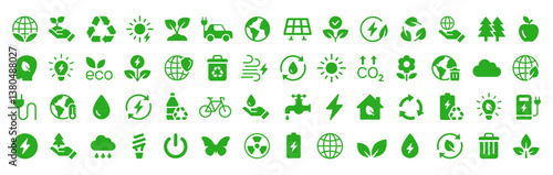 Ecology icons set. Nature, environment, recycle flat icon. Vector illustration
