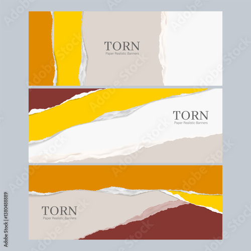 Color Torn paper Realistic banners horizontal