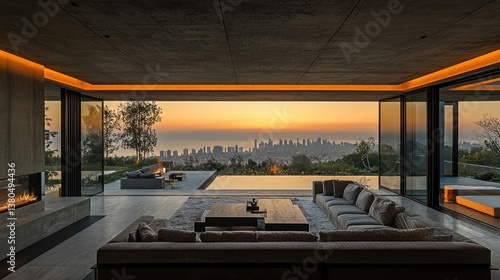 Luxury Villa with Panoramic City Sunset View