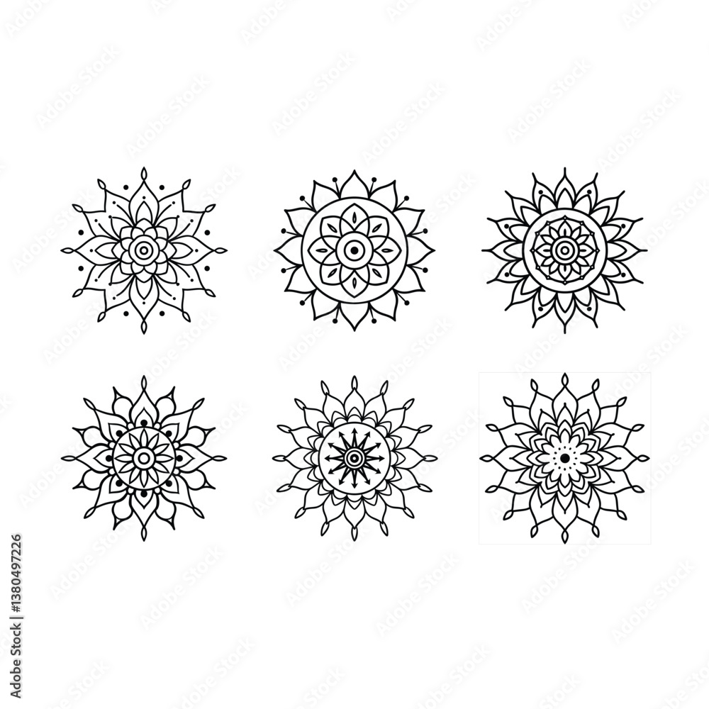 Obraz premium Boho Mandala Vector | Bohemian Mandala Line Art for Digital & Print Design