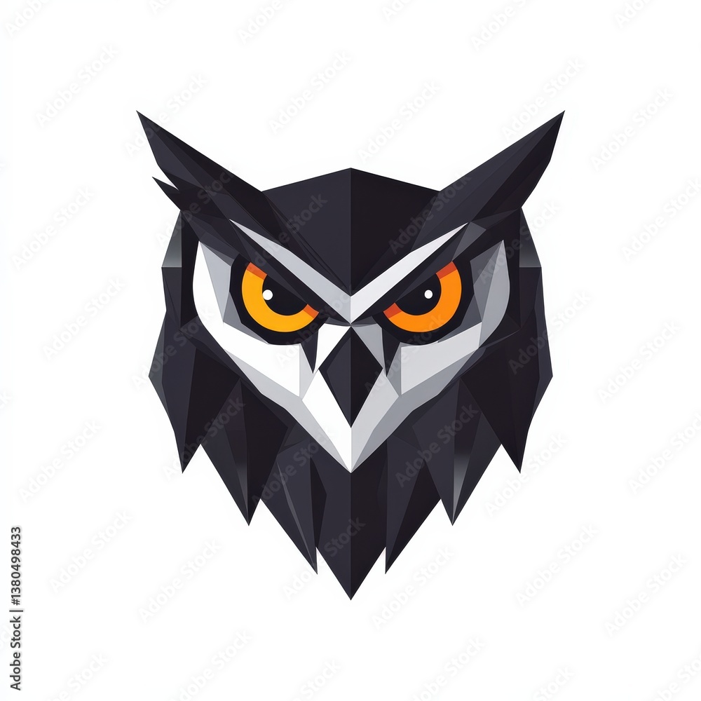 Polygonal Owl Head Illustration