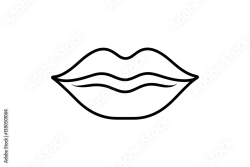 Simple Lip Outline Vector Illustration on White Background. Minimalist vector illustration depicting a clean, simple outline of lips on a white background. Ideal for design projects focusing on beauty