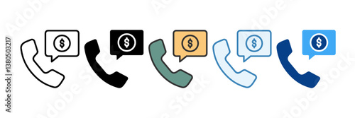 Finance Call  Icon Set Multiple Style Collection