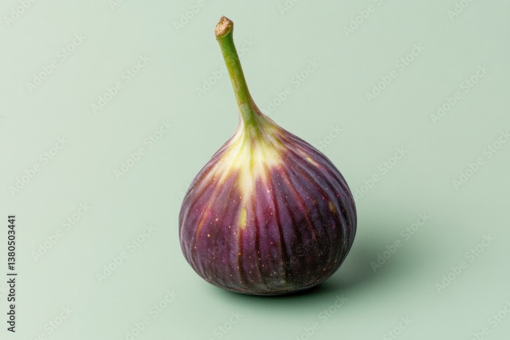 Obraz premium Unique fig with smooth skin and vibrant colors on soft pastel ba