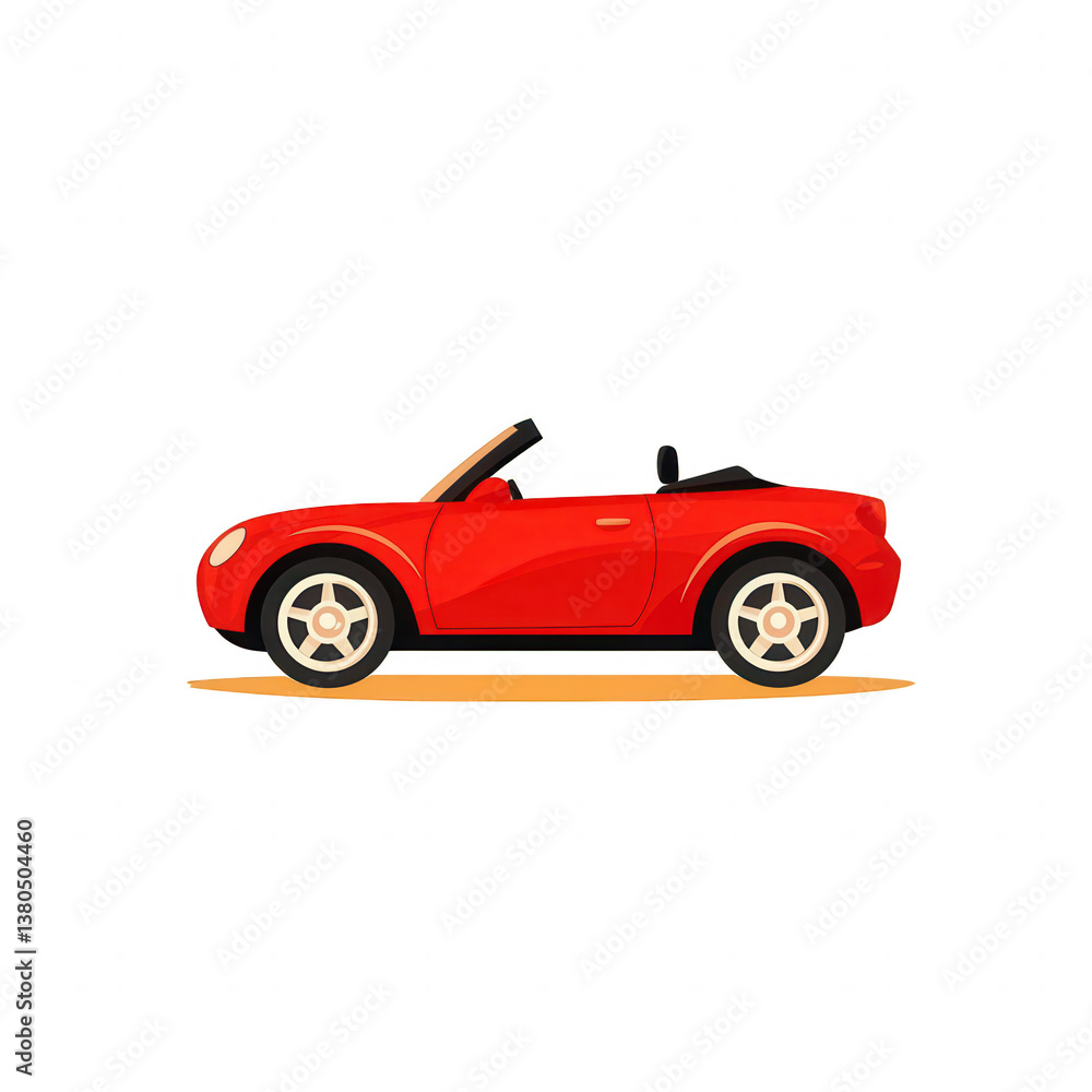 A vibrant red convertible car, set against a white isolated background, showcasing its sleek design and modern features. A vibrant red convertible car, set against a white isolated background, showcasing its sleek design and modern features.