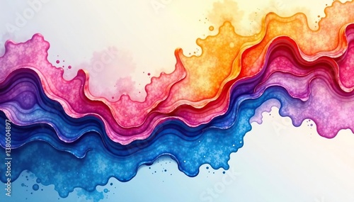 Abstract watercolor wash, flowing colors merge , fluid, spectrum