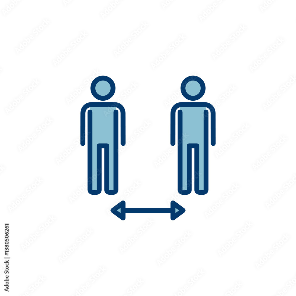 Social distancing icon vector isolated on white background. Keep distance sign. Coronavirus. Social Distancing and Self Quarantine. Social distancing icon vector isolated on white background. Keep distance sign. Coronavirus. Social Distancing and Self Quarantine.