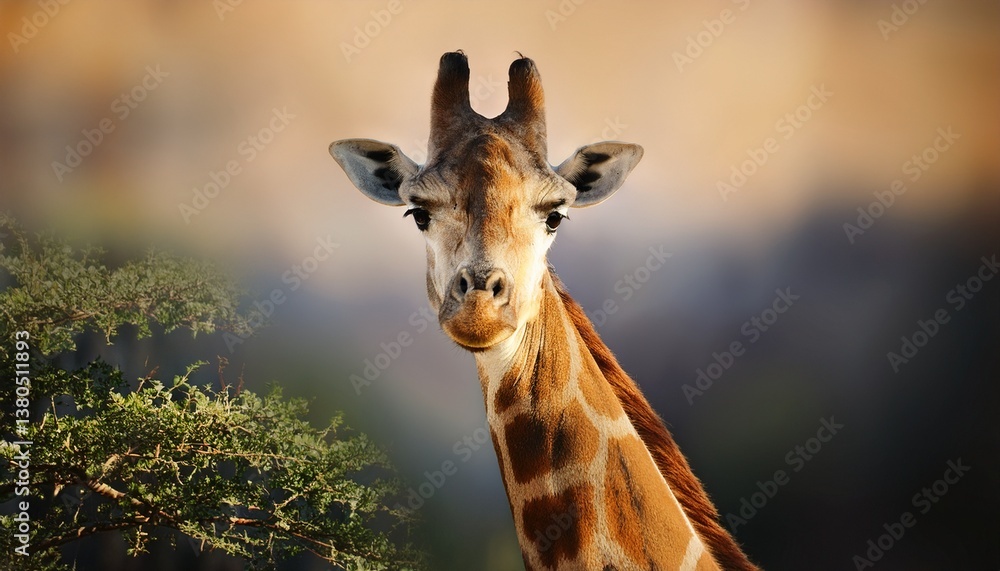 Naklejka premium giraffe facing forward