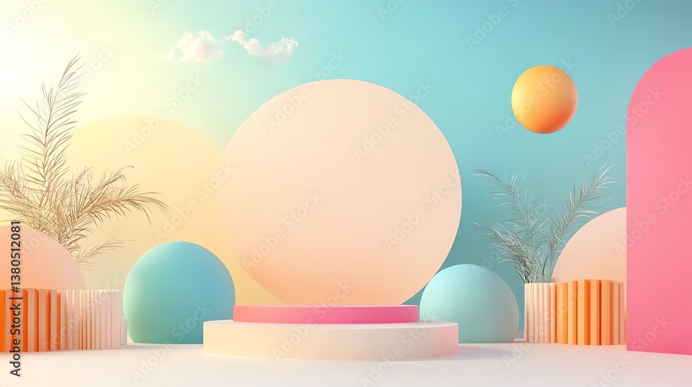 Fototapeta premium Colorful geometric shapes in a stylish setting.