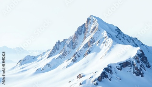 Obraz na płótnie Snow-covered mountain peak, stark white landscape, bright, winter w salonie