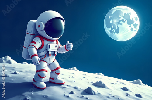 Astronaut on the moon. Congratulations on International Cosmonautics Day. Space.Moon.