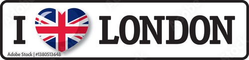 I love London sticker with heart shaped United Kingdom flag