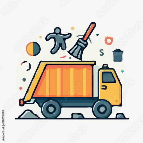 vector illustration of a garbage truck
