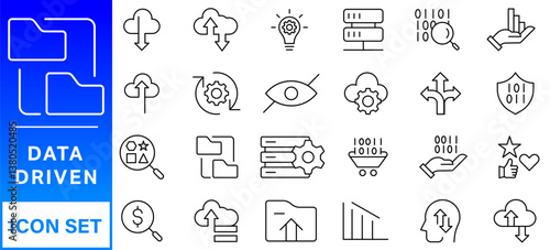 Data analysis icon collection set. Containing analysis,information, trend, forecast, decision,risk,research,report icon. Simple flat vector illustration.