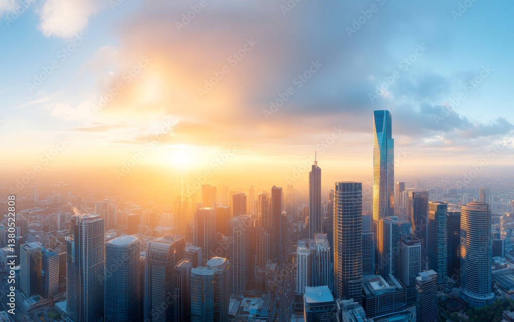 Fototapeta premium Architectural landscape of modern urban skyline