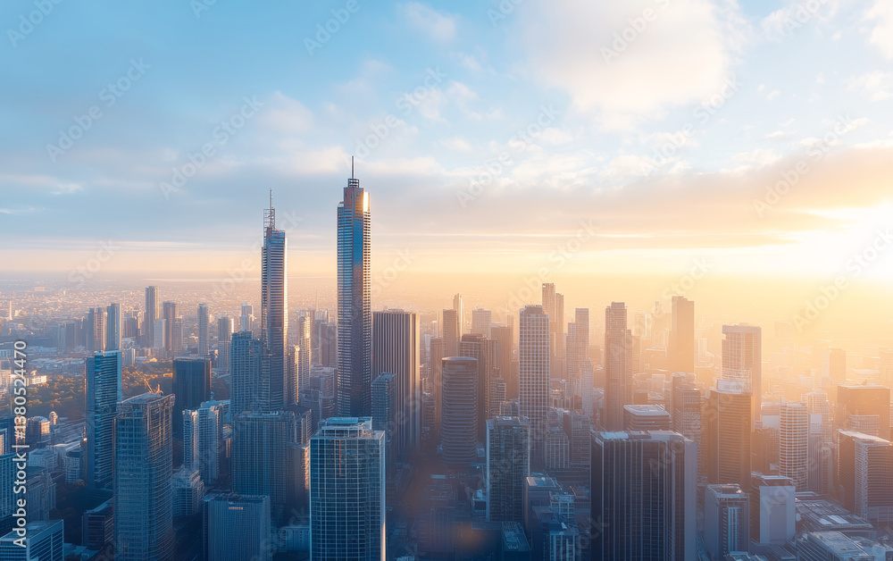 Fototapeta premium Architectural landscape of modern urban skyline 