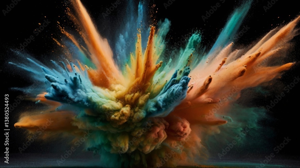 Obraz premium explosion of colorful powder on dark background