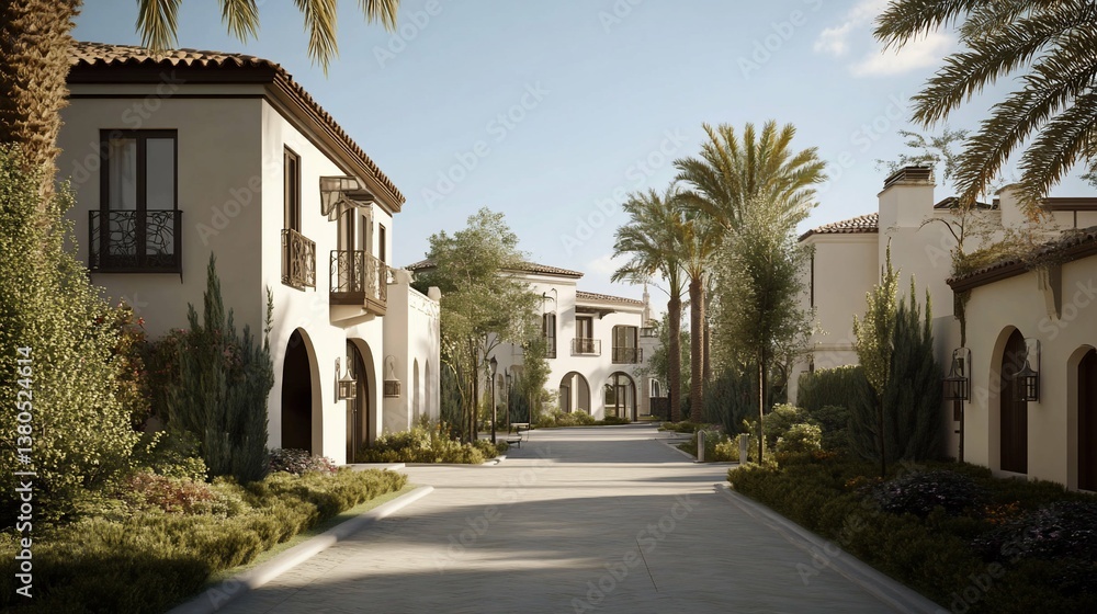 Fototapeta premium Mediterranean Villa Community Street Scene