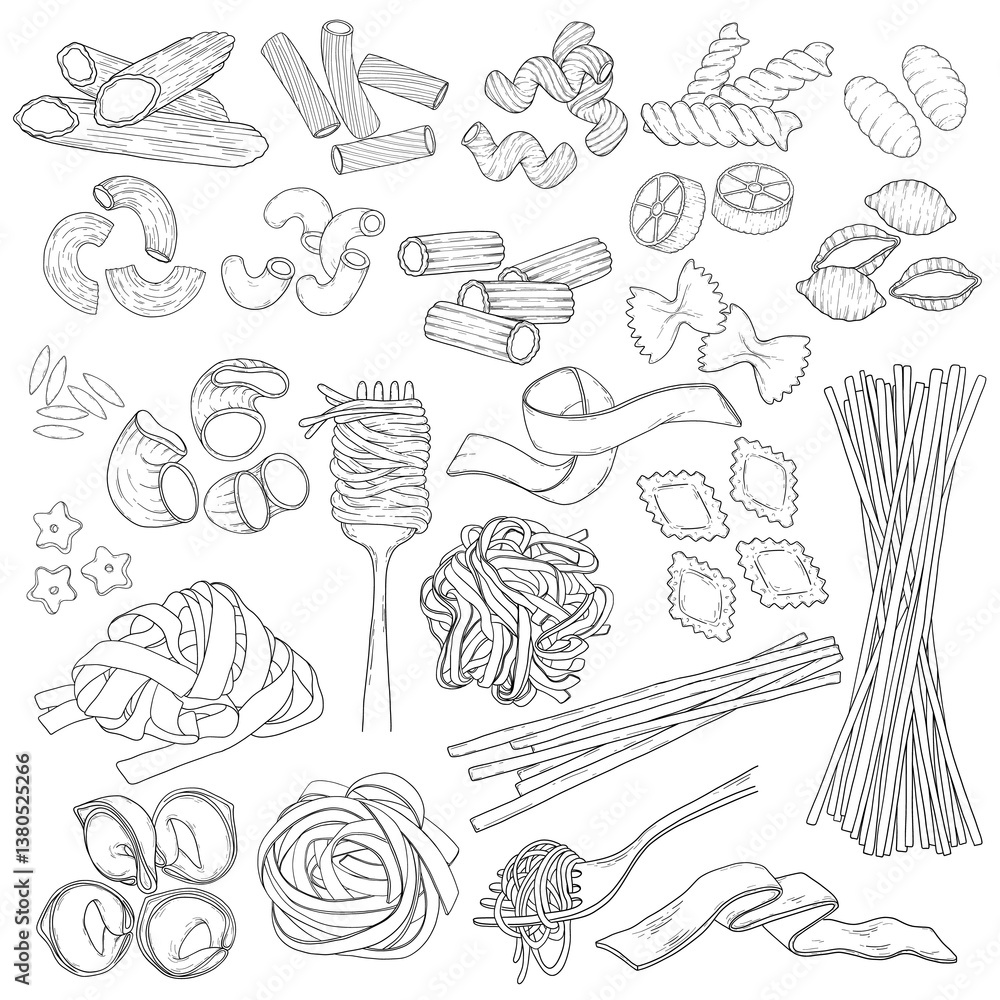 Foto Hand drawn pasta set