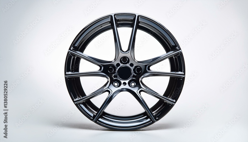Fototapeta premium black alloy wheel rim with modern design on a white background