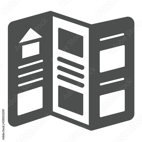 Event flyer solid icon, city museum concept. Vector graphics. Paper booklet, polygraphy sign on white background, glyph style icon for mobile or web design.