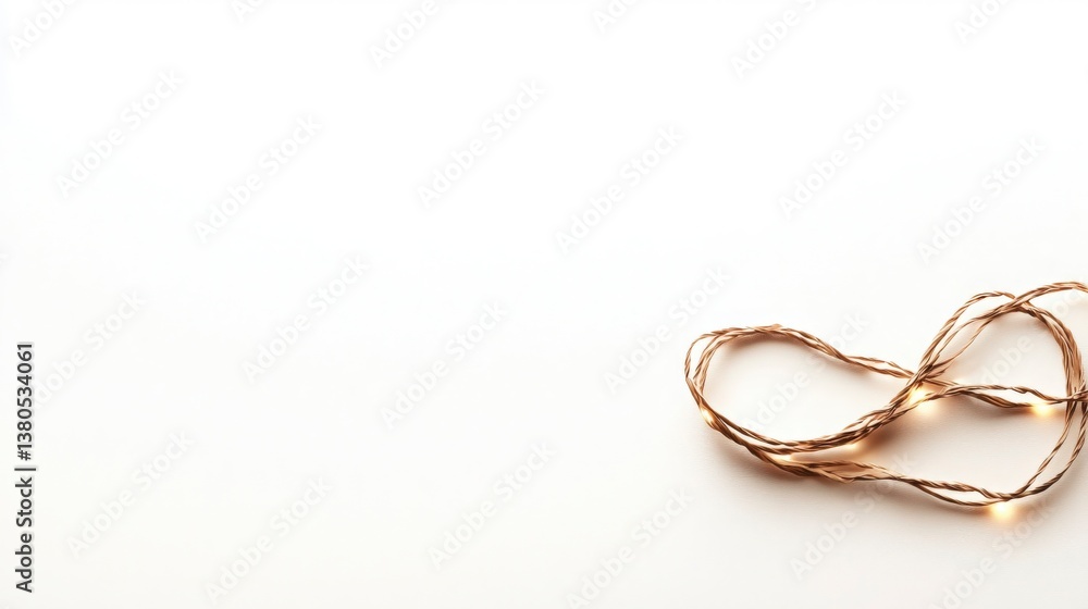 Copper Wire String Lights on White Background Copper Wire String Lights on White Background