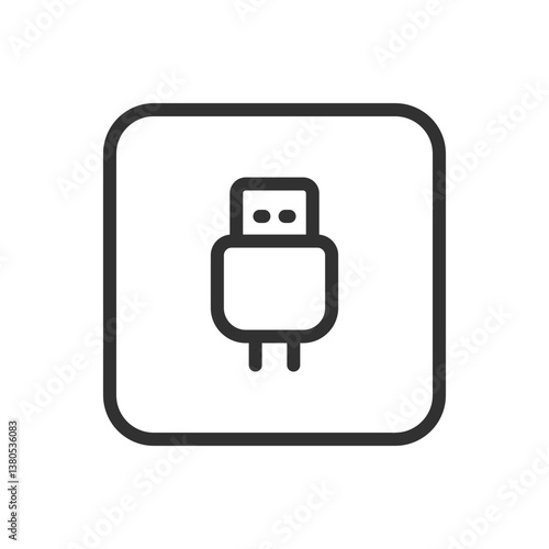 USB Cable Icon - Modern Simple Flat Vector for Web and Mobile