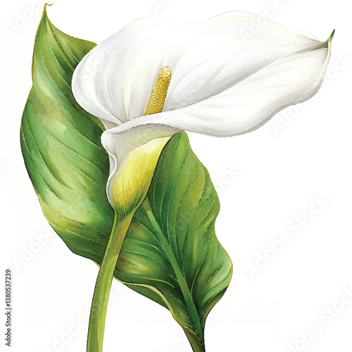 Watercolor Calla lily white background