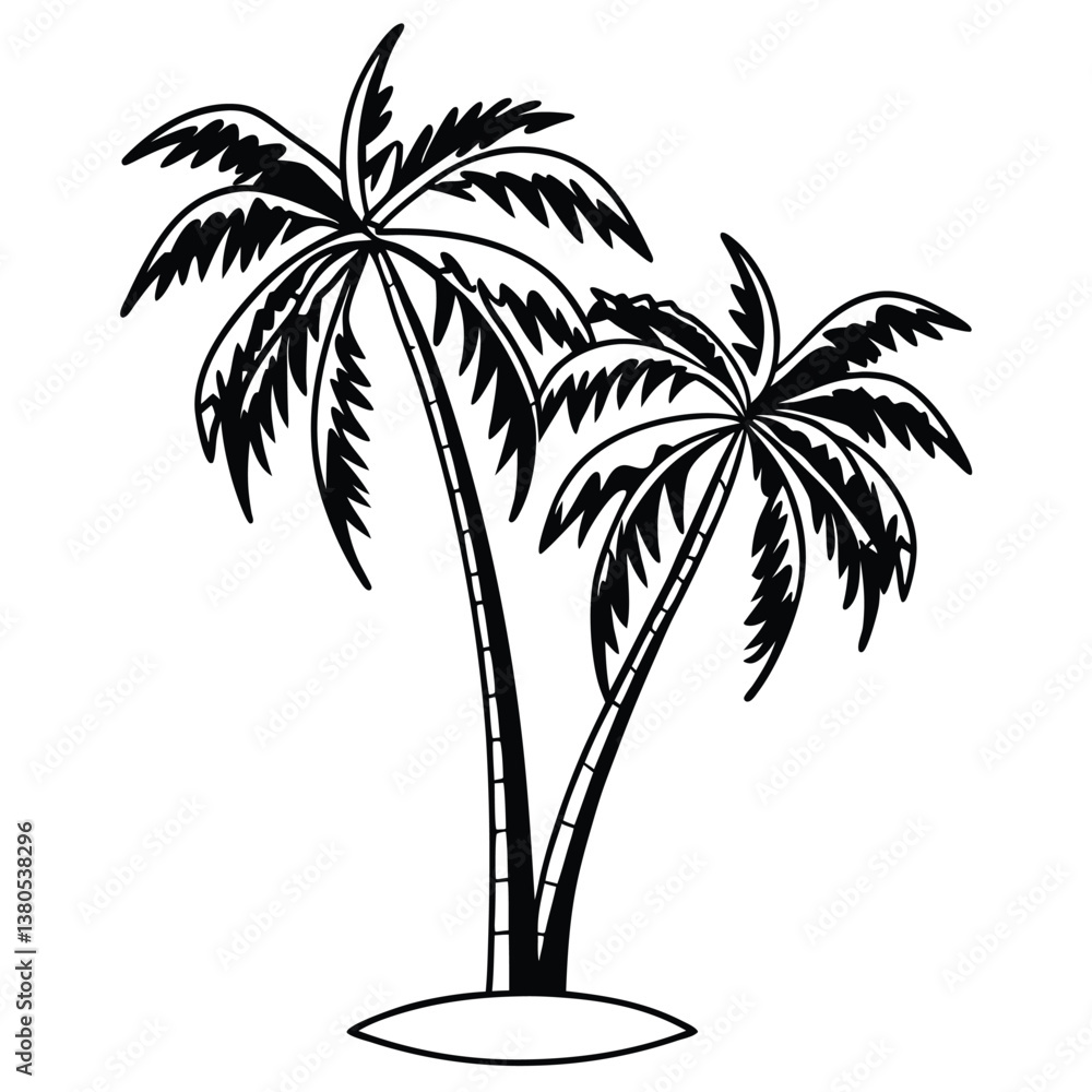 Obraz premium Palm Tree Silhouette Vector - High-Quality Isolated Design