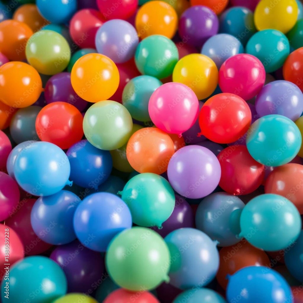High-resolution stock photo of many small balloons in a variety of colors, tightly clustered, with a shallow depth of field, sharp focus on the central balloons, suitable for commercial use High-resolution stock photo of many small balloons in a variety of colors, tightly clustered, with a shallow depth of field, sharp focus on the central balloons, suitable for commercial use