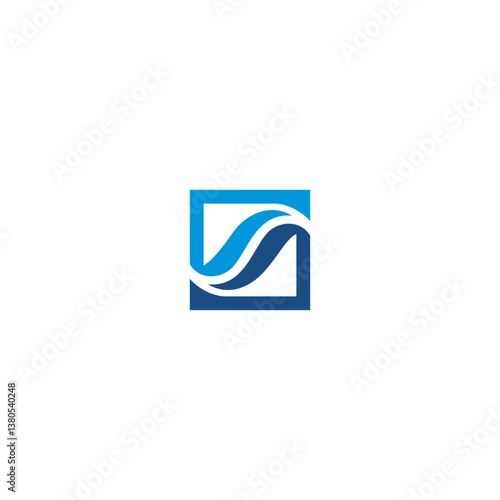 wave minimalist logo, modern luxury blue