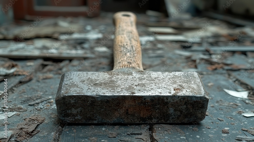 Rusty Hammer on a Weathered Floor Rusty Hammer on a Weathered Floor