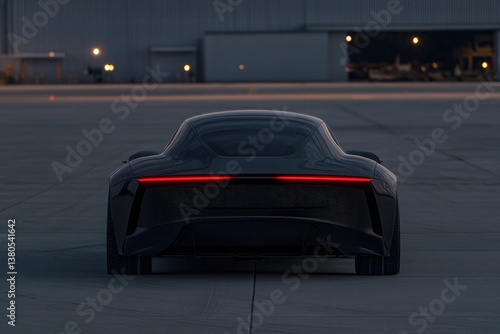 Sleek futuristic car design illuminated by soft ambient lighting