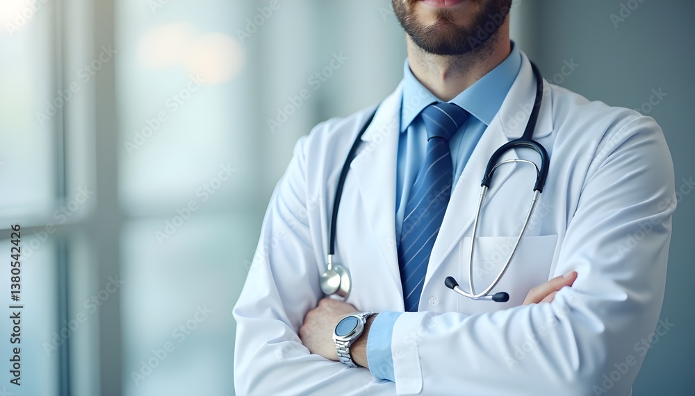 a male doctor in a clinical setting with blur background a male doctor in a clinical setting with blur background
