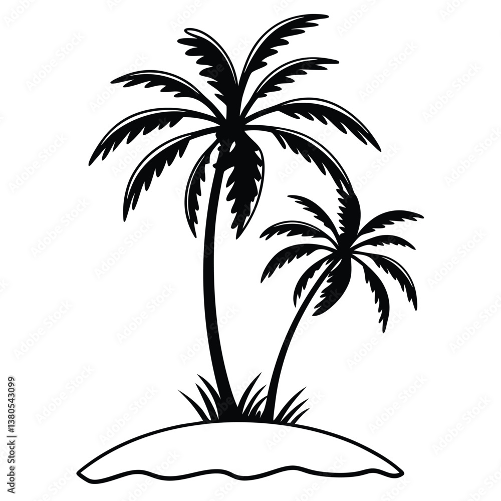 Fototapeta premium Palm Tree Silhouette Vector - High-Quality Isolated Design