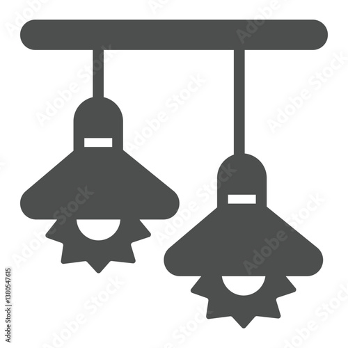 Ceiling lamps solid icon, interior concept. Vector graphics. Pendant bright lightbulb, floodlight sign on white background, glyph style icon for mobile or web design.