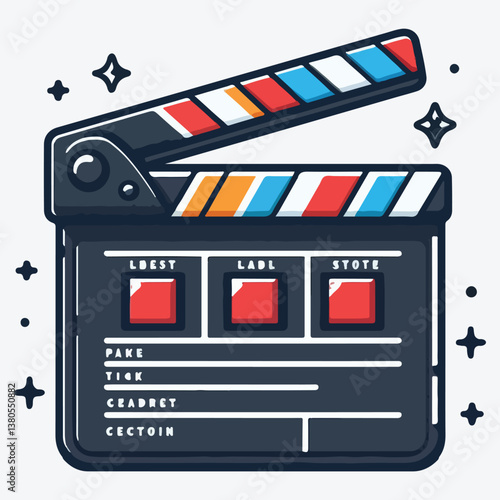 Clapperboard icon in vector. Design elements for label, emblem, sign. stock illustration