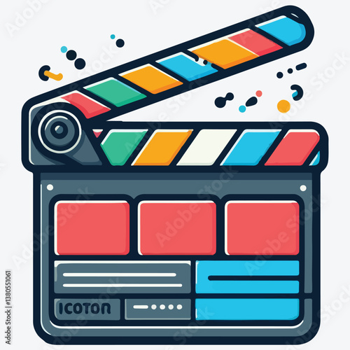 Clapperboard icon in vector. Design elements for label, emblem, sign. stock illustration