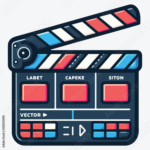 Clapperboard icon in vector. Design elements for label, emblem, sign. stock illustration
