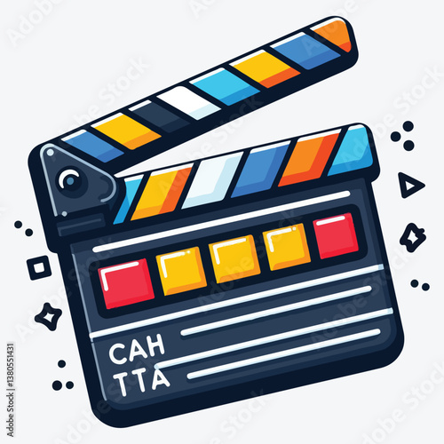 Clapperboard icon in vector. Design elements for label, emblem, sign. stock illustration