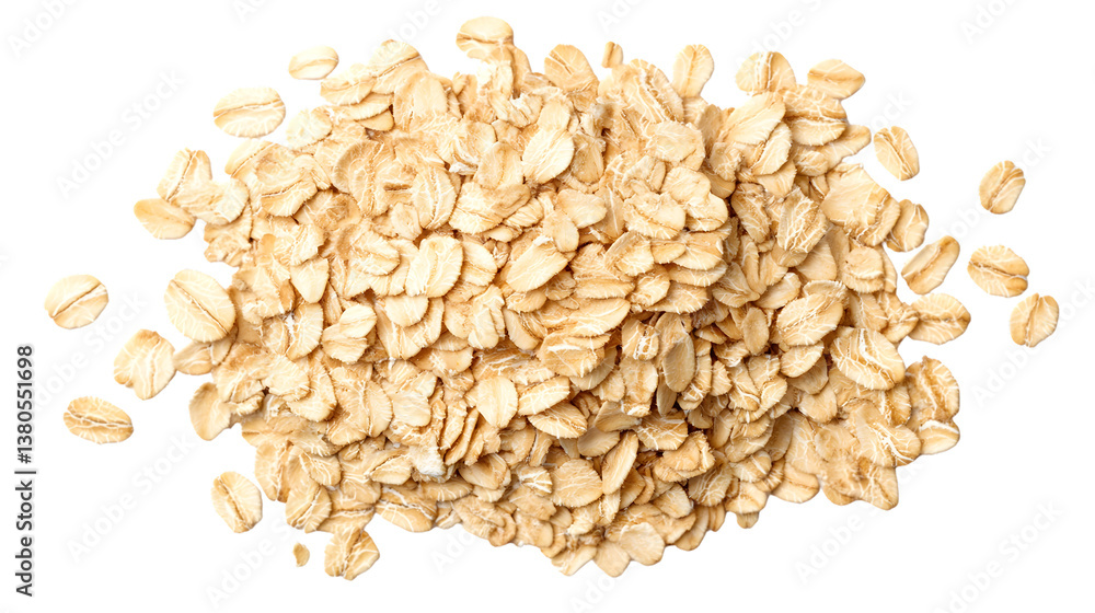 Nutritious and Delicious Oatmeal Bowl Isolated on White Background - Top View Perspective Nutritious and Delicious Oatmeal Bowl Isolated on White Background - Top View Perspective